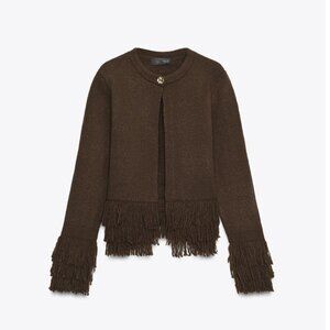 NWOT Zara Fringed Knit Cardigan